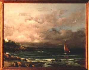 Voilier arrivant sur une plage sous un coucher de soleil